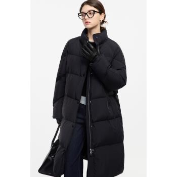 (免運)自巧小個子韓版立領中長款羽絨服女冬2024新款百搭保暖白鴨絨外套