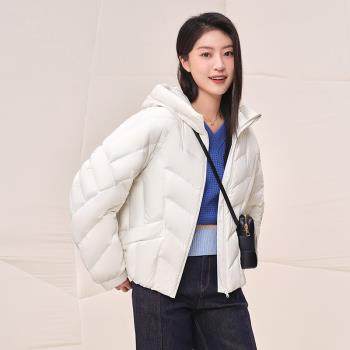 (免運)坦博爾春季新款輕薄羽絨服女短款連帽寬松加厚休閑時尚保暖外套