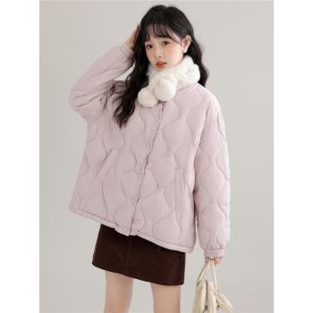 (免運)帛卡琪2025冬季新款立領菱格保暖羽絨棉服女寬松顯瘦百搭棉衣外套