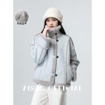 (免運)麂皮絨毛茸茸的外套女2025冬季新款保暖加絨加厚仿水貂毛開衫上衣