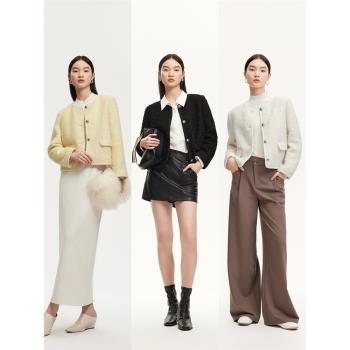(免運)Vero Moda秋冬毛呢外套小香風羊毛大衣女加厚保暖短款外套