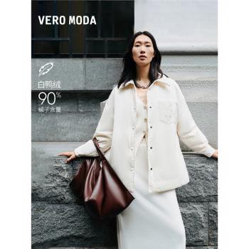 (免運)Vero Moda羽絨服24冬新款90白鴨絨防風襯衫羽絨服短款324423031