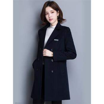 (免運)職業裝毛呢工作服外套銀行4S店銷售酒店前臺物業珠寶店長款大衣冬