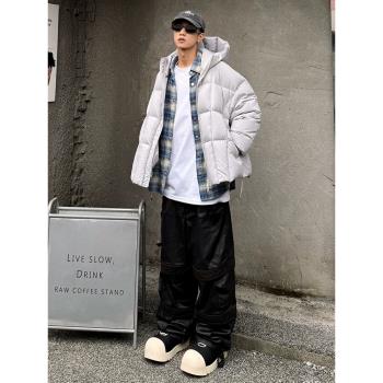 (免運)冬季2024新款羽絨服男短款加厚連帽寬松90白鴨絨時尚情侶外套潮牌