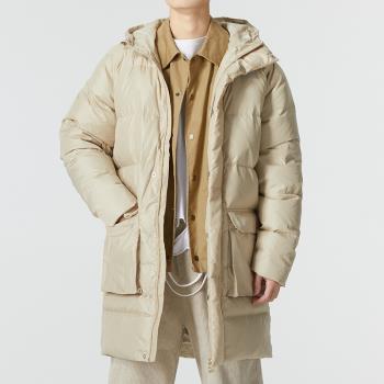 (免運)PUMA彪馬羽絨服中長款男女裝冬季情侶運動服卡其色保暖連帽外套