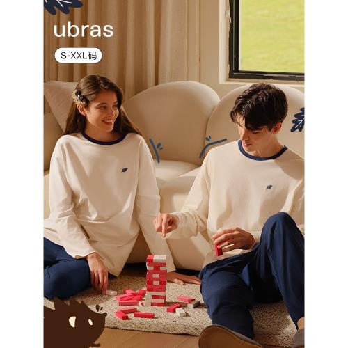 (免運)ubras純棉家居服女士情侶睡衣套裝可外穿100%棉布料男女款秋冬季