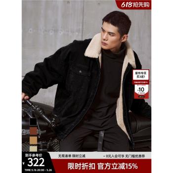 (免運)bdpowerup冬季加厚翻領羊羔絨外套男寬松保暖羊羔毛外套男夾克