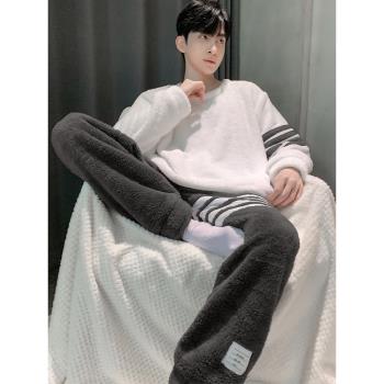 (免運)珊瑚絨男士加厚秋冬款少年睡衣