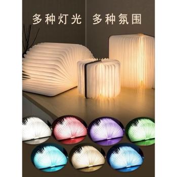 創意折疊發光書燈生日禮物小夜燈企業禮品書燈USB充書桌燈書本燈