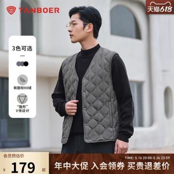 (免運)坦博爾春季新款羽絨馬甲男輕薄時尚短款v領舒適保暖休閑百搭坎肩