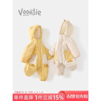 (免運)凡獵嬰兒衣服冬裝新生女寶寶連體衣夾棉加絨保暖棉服外出哈衣冬季