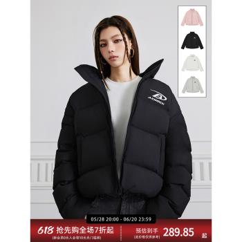 (免運)【Achock官方店】美式基礎簡約刺繡logo棉服外套情侶潮保暖棉衣男