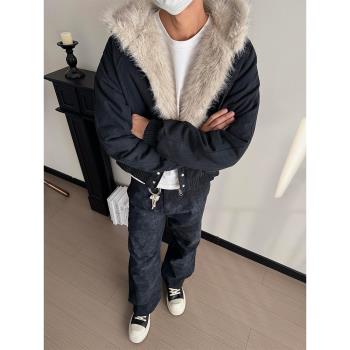 (免運)cleanfit毛領連帽座山雕棉服男款冬季加厚保暖短款飛行員夾克棉衣
