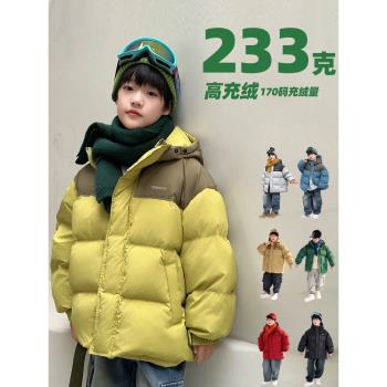 (免運)【高充絨】男童女童加厚麵包服羽絨服兒童防水外套綠色冬季冬款