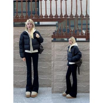 (免運)黑色立領羽絨服棉服女2025年新款秋冬季高階感加厚保暖短款外套潮