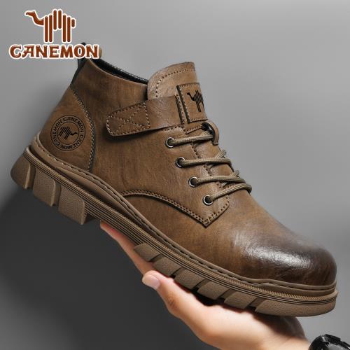(免運)領航駱駝馬丁靴男冬季2024新款英倫風中幫工裝靴子加絨保暖雪地靴