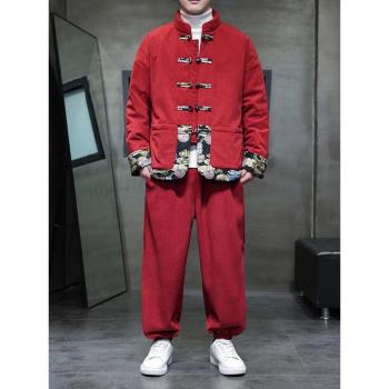 (免運)冬季套裝新中式男裝棉衣加厚保暖復古中國風唐裝棉服棉襖兩件套潮