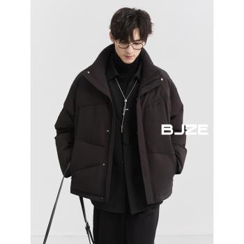 (免運)[高充絨量鴨絨]BJZE冬季高階感加厚保暖羽絨服男短款寬松麵包外套