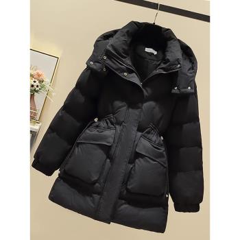 (免運)黑色羽絨棉服女冬季2024年新款大碼微胖MM高階感棉衣棉襖加厚外套