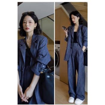 (免運)春季穿搭一整套2025新款女裝今年流行漂亮冷淡高階感西裝牛仔套裝