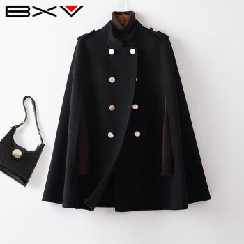 (免運)BXV羊絨披風澳毛英倫外套斗篷