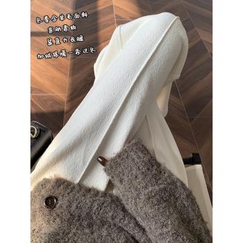 (免運)秋冬加厚羊毛微喇褲女2024新款高腰氣質軟糯彈力中線白色喇叭褲子