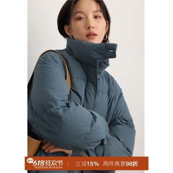 鯨乎2024冬季巴恩風立領羽絨服女三防90白鵝絨加厚保暖短款鵝絨服