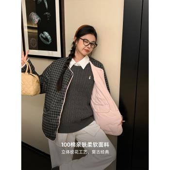 李瀟灑微胖大碼韓系學院風刺繡毛衣女24冬寬松顯瘦設計感長袖上衣