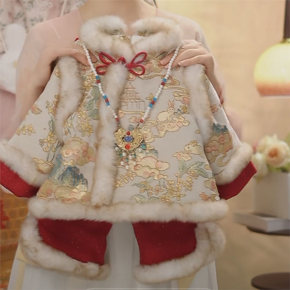 女.童唐裝冬裝套裝拜年服2024新款童0裝女寶寶加絨加厚漢服兩件套|秀禾服|ETMall東森購物網