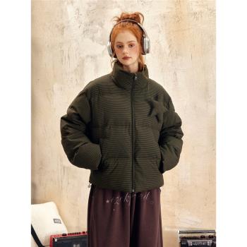 EZEK美式復古千鳥格短款白鴨羽絨服女冬季新款小個子保暖立領外套