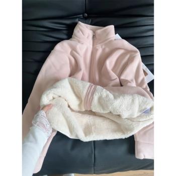 搖粒絨外套女秋冬加絨加厚內膽校服內搭神器冬季羊羔毛珊瑚絨衛衣