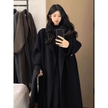 黑色白鴨絨羽絨內膽長款羽絨服女冬季2024新款高階感呢子毛呢外套