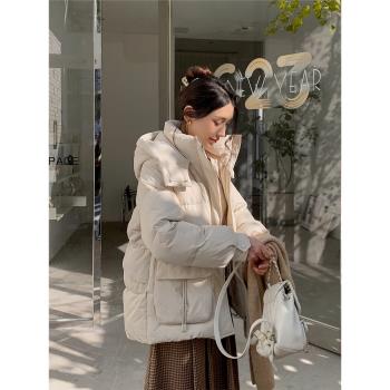 2023秋冬季新款白色羽絨服女中長款收腰加厚保暖小個子白鴨絨外套
