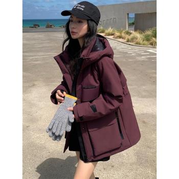 2024冬季新品時尚派克羽絨服女中長款情侶工裝90%國標白鴨絨外套