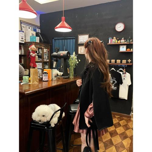 HEYNA_Official怪奇物語 私藏小魔女斗篷大衣黑色高級氣質外套