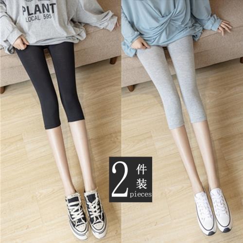 莫代爾打底褲女夏季薄款七分褲顯瘦彈力大碼外穿緊身7分小腳中褲