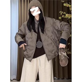 小眾極簡設計款高階感輕薄羽絨服女裝2024冬季新款大碼顯瘦外套