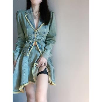 甜美牛仔復古氣質百搭設計感上衣