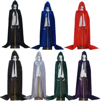 男女通用服裝cos金絲絨長披風萬聖節斗篷舞臺演出服連帽外套*