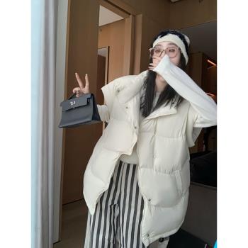 冬季羽絨背心馬甲女立領設計感2024新款外穿洋氣輕薄坎肩馬夾外套