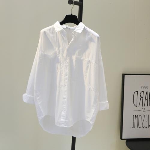 夏季防曬白色襯衫女慵懶寬松長袖薄款外套上衣設計感小眾休閑襯衣