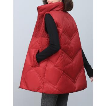 歐洲站秋冬中長款大碼羽絨服馬甲