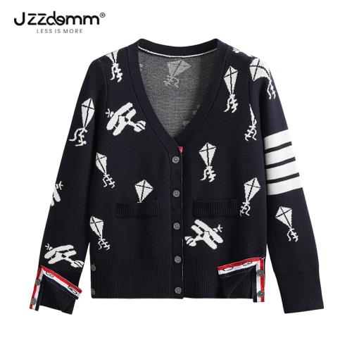九州誠品/JZZDEMM風箏提花設計感時尚韓版學院風針織衫開衫上衣女