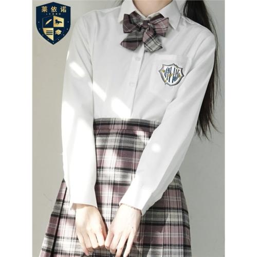 春秋新款原創jk制服襯衫女長袖刺繡上衣學院風白色女學生裝襯衣