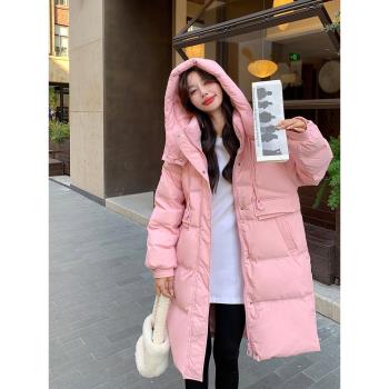 羽絨服女款冬季新款2024年韓系高階感保暖加厚白鴨絨中長款外套