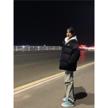 黑色羽絨棉服女冬季新款韓系立領加厚棉襖港風寬松麵包服棉衣外套