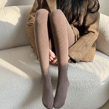咖色連褲襪女美拉德顯瘦高腰加絨加厚保暖深灰色打底褲秋冬季外穿