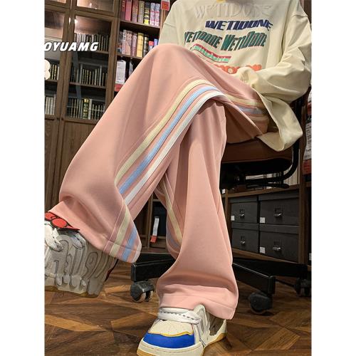 品牌旗下minette褲子女加絨寬松直筒休閑運動褲條紋顯瘦衛褲長褲