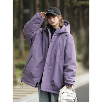 森馬旗下minette冬季加厚羽絨棉服女寬松連帽棉衣襖子大碼外套潮