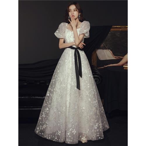 輕奢法式生日宴會公主裙仙氣主持人晚禮服學生藝考表演服畢業禮服